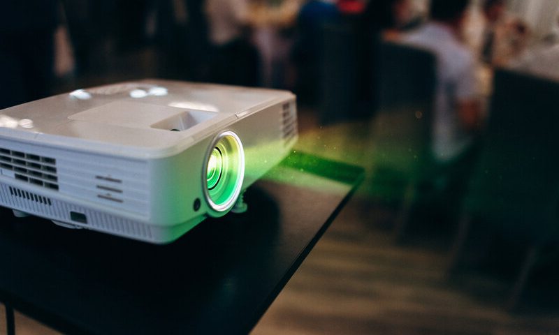 LCD video projector at a business conference 