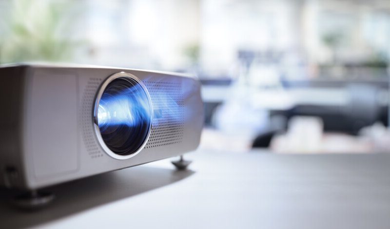 LCD video projector at a business conference